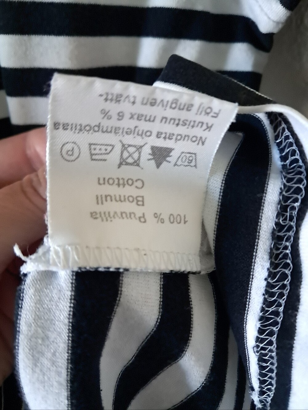 Marimekko Long Sleeve Striped Top Black White 100% Cotton Modern Bold Small - Picture 7 of 7